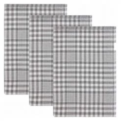 Sensei Maison Tabliers Et Torchons 3 Torchons Double Face Anthracite 50x70 Cm