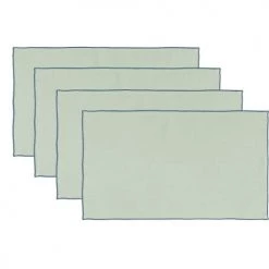 Febronie 4x Sets De Table En Lin Lavé 30x50 Amande Bordure Bleu De Nîmes