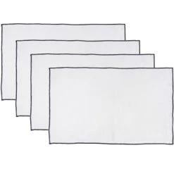 Febronie 4x Sets De Table En Lin Lavé 30x50 Rose Poudré Bordure Violine -Tabliers et torchons Soldes 4x sets de table en lin lave 30x50 blanc neige bordure noir 5