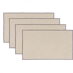 Febronie 4x Sets De Table En Lin Lavé 30x50 Rose Poudré Bordure Violine