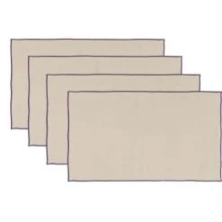 Febronie 4x Sets De Table En Lin Lavé 30x50 Amande Bordure Bleu De Nîmes -Tabliers et torchons Soldes 4x sets de table en lin lave 30x50 rose poudre bordure violine 9