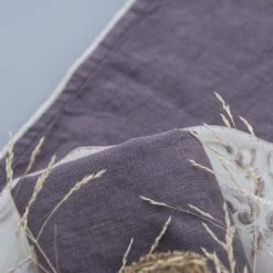 Febronie 4x Sets De Table En Lin Lavé 30x50 Violine Bordure Rose Poudré -Tabliers et torchons Soldes 4x sets de table en lin lave 30x50 violine bordure rose poudre 5