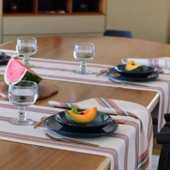 Maison Jean-Vier Chemins De Table Chemin De Table Coton Et Lin Terracotta 50x155 Cm -Tabliers et torchons Soldes chemin de table coton et lin terracotta 50x155 cm 3