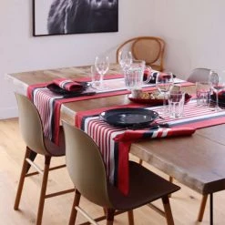 Maison Jean-Vier Chemins De Table Chemin De Table Coton Rouge 50x155 -Tabliers et torchons Soldes chemin de table coton rouge 50x155 3