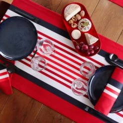 Maison Jean-Vier Chemins De Table Chemin De Table Noir 50x155 -Tabliers et torchons Soldes chemin de table coton rouge 50x155 7