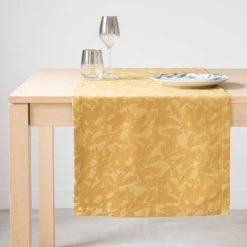 Maisons Du Monde Chemins De Table Chemin De Table En Coton Bio Imprimé Feuillage Jaune 48x150