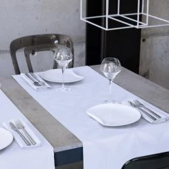 Le Jacquard Français Chemins De Table Chemin De Table En Coton Blanc 47 X 150