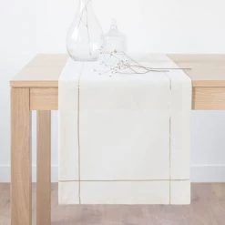 Maisons Du Monde Chemin De Table Noël Chemin De Table En Coton Blanc Cassé Et Doré 40x150