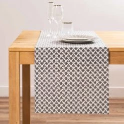 Maisons Du Monde Chemin De Table Noël Chemin De Table En Coton Gris à Motifs L150