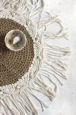 Bazar Bizar Sets De Table Chemin De Table En Coton Naturel Et Blanc -Tabliers et torchons Soldes chemin de table en coton naturel et blanc 4