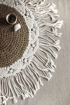 Bazar Bizar Sets De Table Chemin De Table En Coton Naturel Et Blanc -Tabliers et torchons Soldes chemin de table en coton naturel et blanc 5