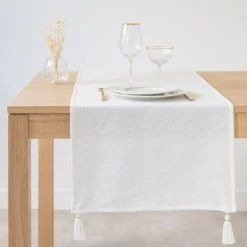 Maisons Du Monde Chemins De Table Chemin De Table Tissé Jacquard En Coton écru 48x150