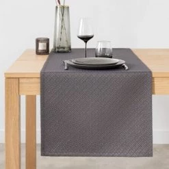 Maisons Du Monde Chemin De Table Noël Chemin De Table Tissé Jacquard Gris Anthracite Et Doré 48x150