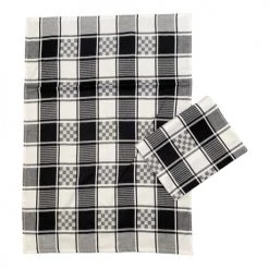 Le Comptoir De La Plage Tabliers Et Torchons Deux Duos Torchons Alexandrie Noirs 50 X 70