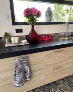 Le Comptoir De La Plage Tabliers Et Torchons Deux Duos Torchons Assortis Bicolores Carreaux Gris -Tabliers et torchons Soldes deux duos torchons assortis bicolores carreaux gris 2