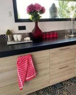 Le Comptoir De La Plage Tabliers Et Torchons Deux Duos Torchons Assortis Bicolores Carreaux Rouges 50 X 70 -Tabliers et torchons Soldes deux duos torchons assortis bicolores carreaux rouges 50 x 70 2