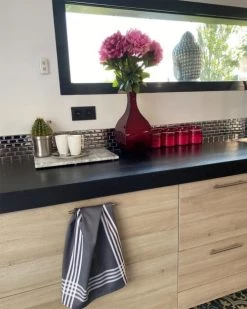 Le Comptoir De La Plage Tabliers Et Torchons Deux Duos Torchons Assortis Bicolores Rayés Gris 50 X 70 -Tabliers et torchons Soldes deux duos torchons assortis bicolores rayes gris 50 x 70 2