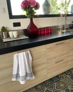 Le Comptoir De La Plage Tabliers Et Torchons Deux Duos Torchons Assortis Bicolores Rayés Gris 50 X 70 -Tabliers et torchons Soldes deux duos torchons assortis bicolores rayes gris 50 x 70 3