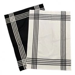 Le Comptoir De La Plage Tabliers Et Torchons Deux Duos Torchons Assortis Bicolores Rayés Noirs 50 X 70