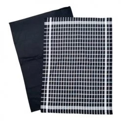 Le Comptoir De La Plage Tabliers Et Torchons Deux Duos Torchons Assortis Carreaux Noirs 50 X 70