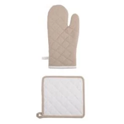 Stof Tabliers Et Torchons Ensemble Gant Et Manique En Coton Bicolore -Tabliers et torchons Soldes ensemble gant et manique en coton bicolore 3