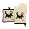 Winkler Tabliers Et Torchons Gant De Cuisine + Manique Chat Balade En Coton Beige 18 X 28