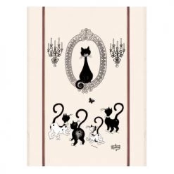 Winkler Tabliers Et Torchons Grand Torchon Dubout Portrait De Chat En Coton écru 60 X 80