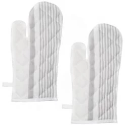 Sensei Maison Tabliers Et Torchons Lot De 2 Gants à Four Blanc/petrol 17x33 Cm -Tabliers et torchons Soldes lot de 2 gants a four blanc glacier 17x33 cm 1