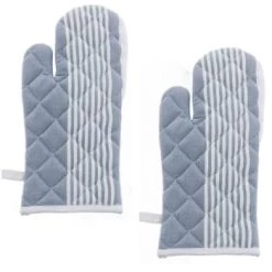 Sensei Maison Tabliers Et Torchons Lot De 2 Gants à Four Blanc/petrol 17x33 Cm -Tabliers et torchons Soldes lot de 2 gants a four bleu 17x33 cm 3