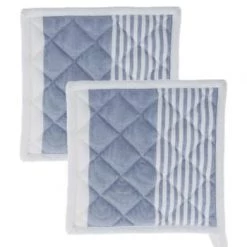 Sensei Maison Tabliers Et Torchons Lot De 2 Maniques Bleu 20x20 Cm -Tabliers et torchons Soldes lot de 2 maniques bleu 20x20 cm 4