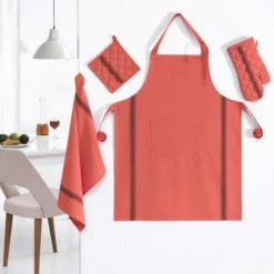 Sensei Maison Tabliers Et Torchons Lot De 2 Maniques De Cuisine Corail 20x20 Cm -Tabliers et torchons Soldes lot de 2 maniques de cuisine corail 20x20 cm 4