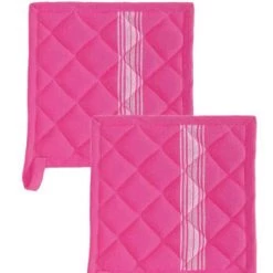 Sensei Maison Tabliers Et Torchons Lot De 2 Maniques De Cuisine Rubis 20x20 Cm -Tabliers et torchons Soldes lot de 2 maniques de cuisine rose indien 20x20 cm