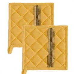 Sensei Maison Tabliers Et Torchons Lot De 2 Maniques De Cuisine Safran 20x20 Cm