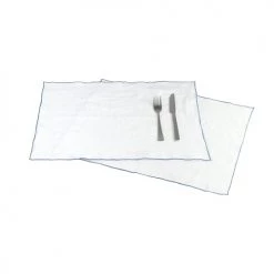 Blanc Cerise Lot De 2 Sets De Table En Lin Lavé 38x48 Cm Blanc
