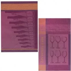 Coucke Tabliers Et Torchons Lot De 2 Torchons En Jacquard De Coton Violet 50x75