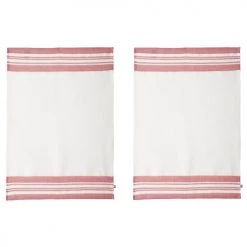 Coucke Tabliers Et Torchons Lot De 2 Torchons En Pur Lin En Rouge 50x75