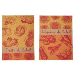 Coucke Tabliers Et Torchons Lot De 2 Torchons Jacquard Pur Coton Orange 50x75