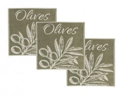 Becquet Tabliers Et Torchons Lot De 3 Essuie Mains 50x50 Vert En Coton