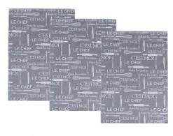 Becquet Tabliers Et Torchons Lot De 3 Torchons 50x70 Gris En Coton