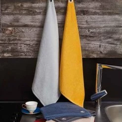 Sensei Maison Tabliers Et Torchons Lot De 3 Torchons Carrés Avec œillet Safran 50x50 Cm -Tabliers et torchons Soldes lot de 3 torchons carres avec oeillet safran 50x50 cm 3