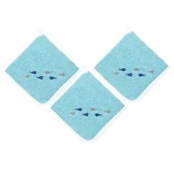 Sensei Maison Tabliers Et Torchons Lot De 3 Torchons Coton Carrés Aqua Sea 50x50 Cm