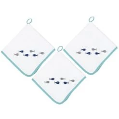 Sensei Maison Tabliers Et Torchons Lot De 3 Torchons Coton Carrés Aqua Sea 50x50 Cm -Tabliers et torchons Soldes lot de 3 torchons coton carres blanc 50x50 cm 11