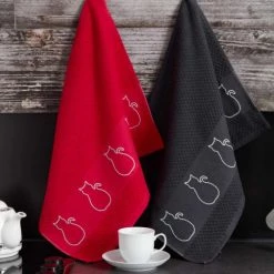 Sensei Maison Tabliers Et Torchons Lot De 3 Torchons Gaufrés Rubis 50x70 Cm -Tabliers et torchons Soldes lot de 3 torchons gaufres rubis 50x70 cm 10