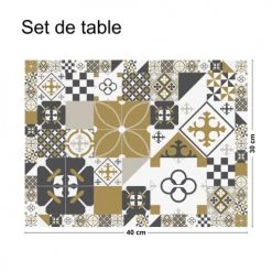 99Déco Lot De 4 Sets De Table Carreaux De Ciment Gris/Moutarde 30x40cm -Tabliers et torchons Soldes lot de 4 sets de table carreaux de ciment gris moutarde 30x40cm 2