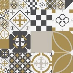 99Déco Lot De 4 Sets De Table Carreaux De Ciment Gris/Moutarde 30x40cm