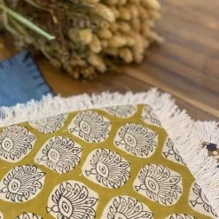 Pirouette Paris Lot De 4 Sets De Table En Coton Jaune Avec Franges 43x28 -Tabliers et torchons Soldes lot de 4 sets de table en coton jaune avec franges 43x28 5