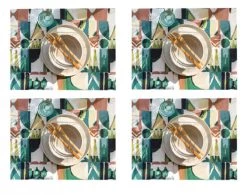Becquet Lot De 4 Sets De Table Rectangulaire 35x47 Vert En Vinyle