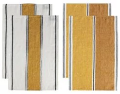 Becquet Tabliers Et Torchons Lot De 4 Torchons 50x70 Jaune En Lin