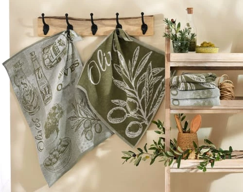 Becquet Tabliers Et Torchons Lot De 6 Torchons 50x70 Vert En Coton 2 Becquet Tabliers Et Torchons Lot De 6 Torchons 50x70 Vert En Coton – Image 2