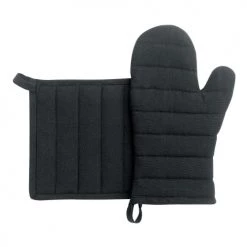 Winkler Tabliers Et Torchons Lot Gant/manique Recyclé En Coton Noir 15 X 30